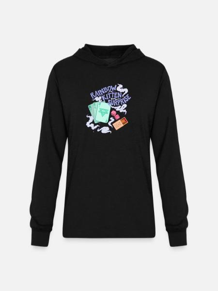 rainbow kitten surprise - Unisex Long Sleeve Hoodie Shirt - black