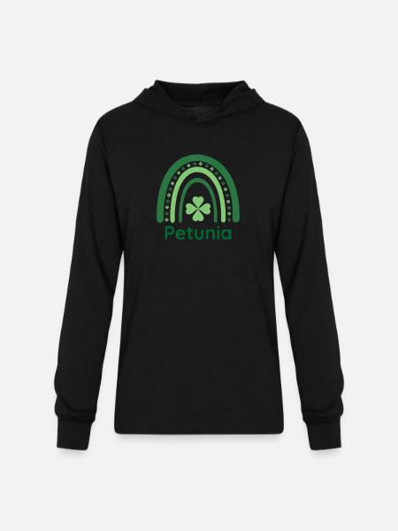 Petunia Clover Charm Boho Rainbow - Unisex Long Sleeve Hoodie Shirt - black