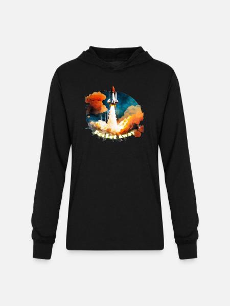 Rocket Away - Unisex Long Sleeve Hoodie Shirt - black
