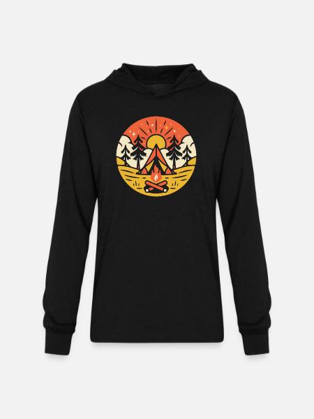 CAMP AND BONFIRE - Unisex Long Sleeve Hoodie Shirt - black