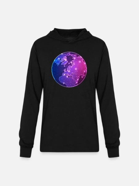 Geometric World Map - Unisex Long Sleeve Hoodie Shirt - black