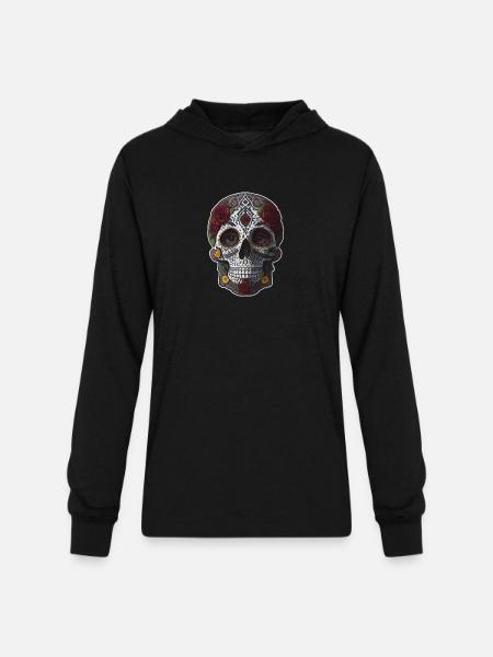 Beautiful skull art - Unisex Long Sleeve Hoodie Shirt - black