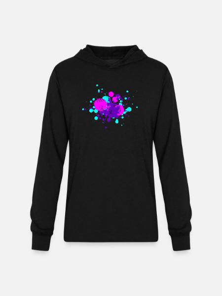 Cat face in paint - Unisex Long Sleeve Hoodie Shirt - black