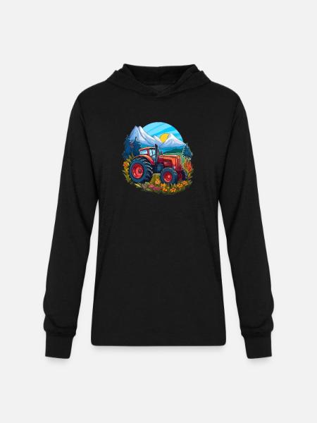 Alpine Meadow Tractor - Unisex Long Sleeve Hoodie Shirt - black
