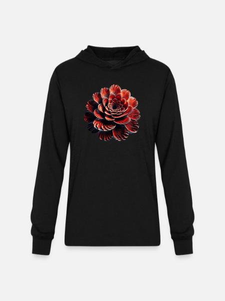 Red Flower Fractal - Unisex Long Sleeve Hoodie Shirt - black