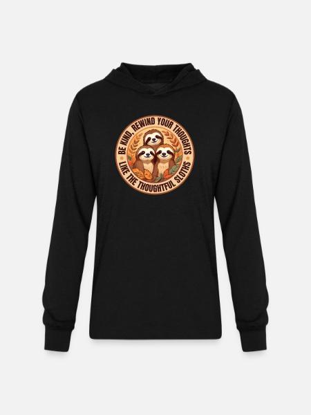 Be Kind Sloth - Unisex Long Sleeve Hoodie Shirt - black