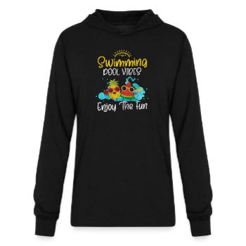 Pool Swimming Pool Endurance Diving - Unisex Long Sleeve Hoodie Shirt - black - Front - AI Model Female 172 light (172cm) & AI Model Male 178 dark (178cm)