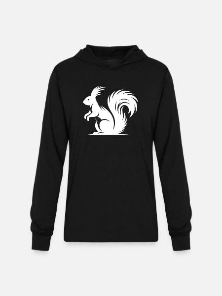 Squirrel Tattoo Style Drawing - Unisex Long Sleeve Hoodie Shirt - black