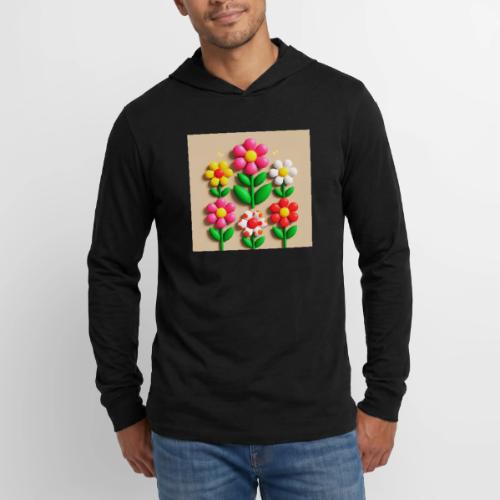 3D Flowers and Butterflies in Amber, Floral Design - Unisex Long Sleeve Hoodie Shirt