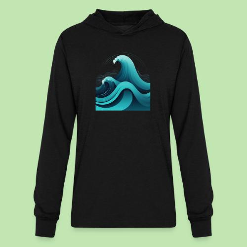 Dynamic Ocean Wave Illustration - Unisex Long Sleeve Hoodie Shirt