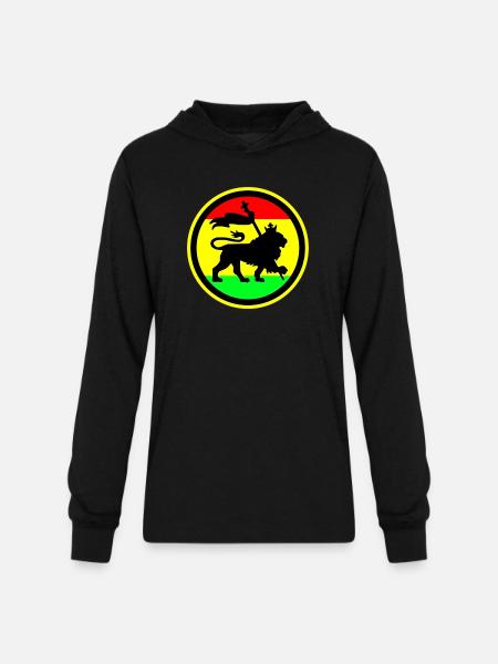 Rasta Lion - Unisex Long Sleeve Hoodie Shirt - black