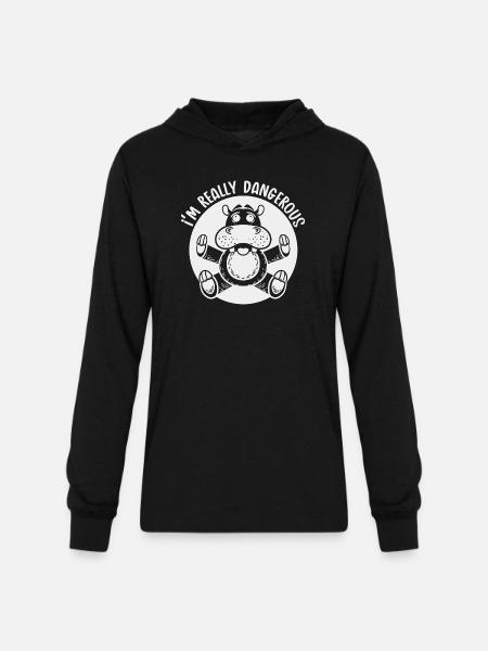 Danger Hippo Mono 1 - Unisex Long Sleeve Hoodie Shirt - black