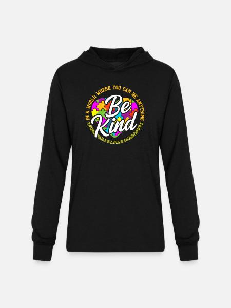 Be Anything Be Kind Flower - Unisex Long Sleeve Hoodie Shirt - black