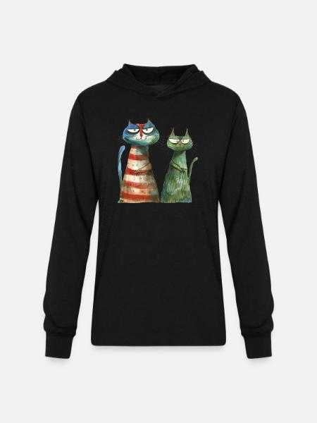 Funny Cat - Unisex Long Sleeve Hoodie Shirt - black