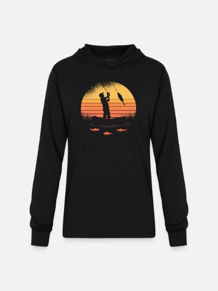 Basic Fisherman sunset - Unisex Long Sleeve Hoodie Shirt - black
