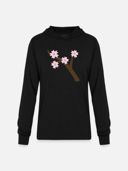 sakura branch - Unisex Long Sleeve Hoodie Shirt - black