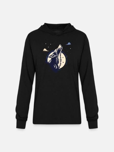 Howling Wolf - Unisex Long Sleeve Hoodie Shirt - black