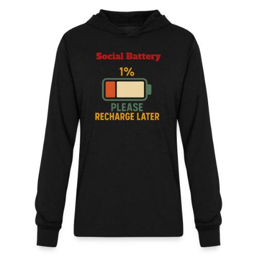 Social Battery 1 Percent Funny Saying tshirt - Unisex Long Sleeve Hoodie Shirt