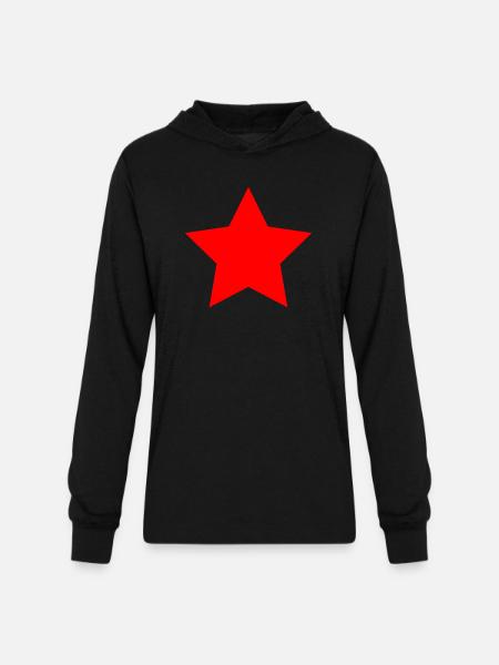 simple red star - Unisex Long Sleeve Hoodie Shirt - black