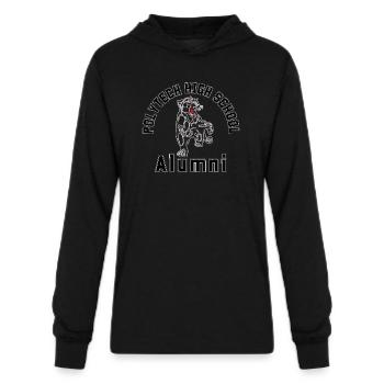 Polytech High School Alumni - Unisex Long Sleeve Hoodie Shirt - black - Front - AI Model Female 172 light (172cm) & AI Model Male 178 dark (178cm)