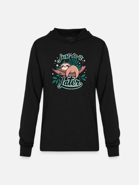 JUST DO IT LATER - Unisex Long Sleeve Hoodie Shirt - black