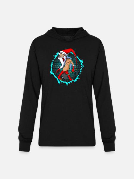The Crazy Santa With Halftone - Unisex Long Sleeve Hoodie Shirt - black