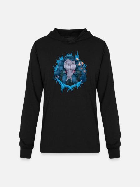 Whale Mutant With Halftone Background - Unisex Long Sleeve Hoodie Shirt - black