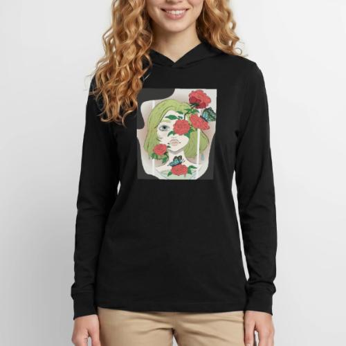 Girl with Rose Vine - Unisex Long Sleeve Hoodie Shirt