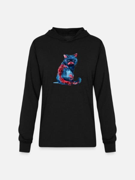 Funny Cat - Unisex Long Sleeve Hoodie Shirt - black
