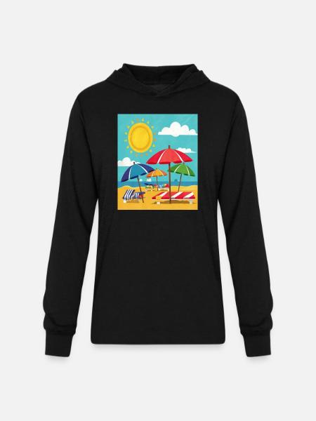 Beach Umbrellas - Unisex Long Sleeve Hoodie Shirt - black