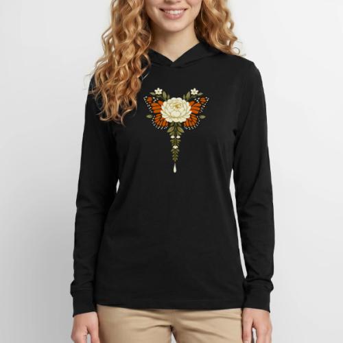 Monarch Butterfly Floral Botanical Art - Unisex Long Sleeve Hoodie Shirt