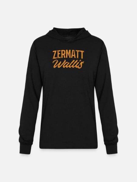 Zermatt Wallis Alpine Script - Unisex Long Sleeve Hoodie Shirt - black