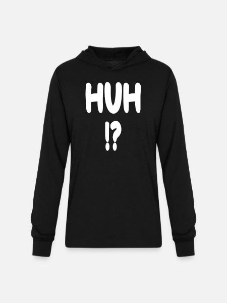 Huh? - Unisex Long Sleeve Hoodie Shirt - black