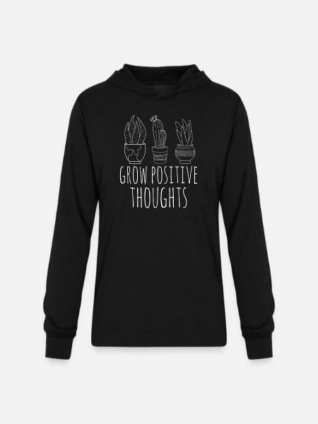 grow positive thoughts - Unisex Long Sleeve Hoodie Shirt - black