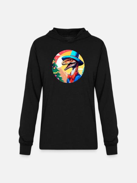 Merry Raptor Christmas - Unisex Long Sleeve Hoodie Shirt - black