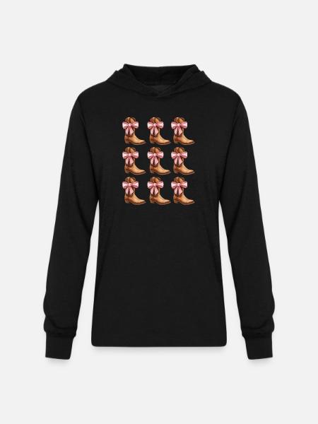 Cowgirl Boots and Pink Bows Rodeo - Unisex Long Sleeve Hoodie Shirt - black