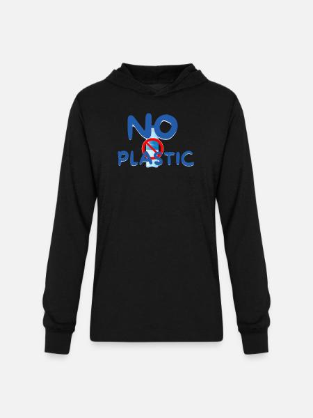 NO PLASTIC - Unisex Long Sleeve Hoodie Shirt - black