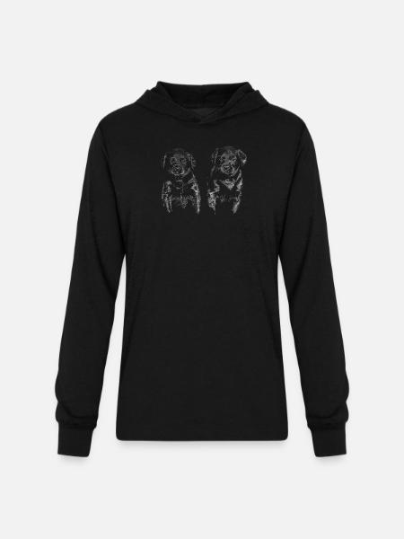 Puppy Halftone Duo - Unisex Long Sleeve Hoodie Shirt - black