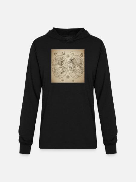 Antique double-halved world map - Unisex Long Sleeve Hoodie Shirt - black