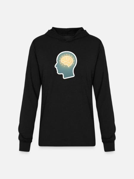 Neon Brain Glow Silhouette - Unisex Long Sleeve Hoodie Shirt - black
