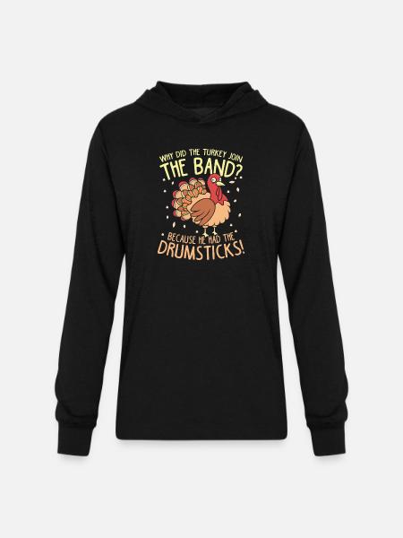 Thanksgiving Turkey Band Drumsticks - Unisex Long Sleeve Hoodie Shirt - black