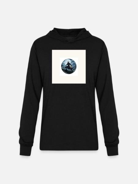 Moonlit Shadow Ninja Circle - Unisex Long Sleeve Hoodie Shirt - black