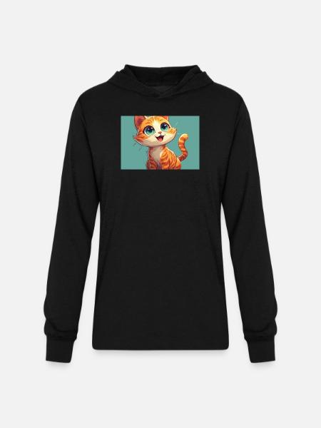 Happy Orange Tabby Kitten - Unisex Long Sleeve Hoodie Shirt - black