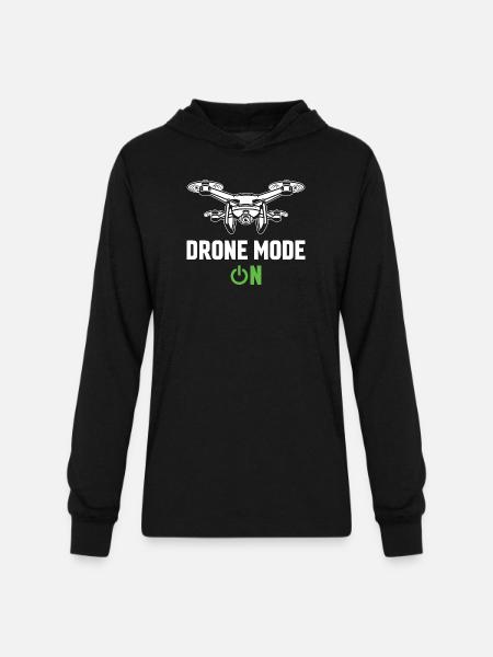 Drone Mode: On - Unisex Long Sleeve Hoodie Shirt - black