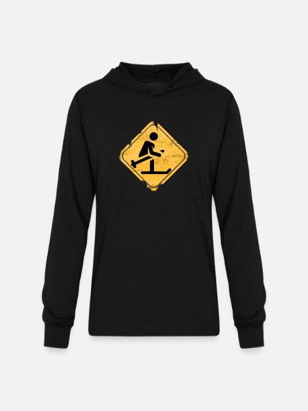 Snowboard Jump Hazard Sign - Unisex Long Sleeve Hoodie Shirt - black