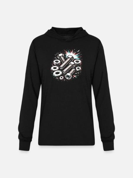 Screws Nuts Mechanic Tool Design - Unisex Long Sleeve Hoodie Shirt - black
