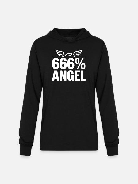 666% Angel - Unisex Long Sleeve Hoodie Shirt - black