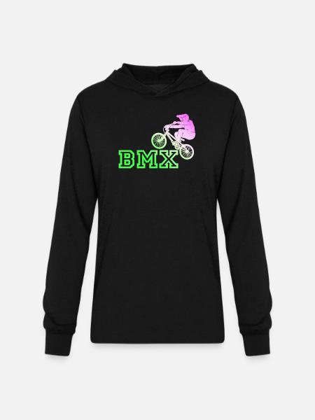 Neon BMX Rider Emblem - Unisex Long Sleeve Hoodie Shirt - black