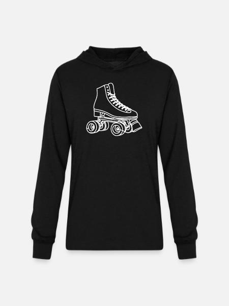 Roller Skates Drawing - Unisex Long Sleeve Hoodie Shirt - black