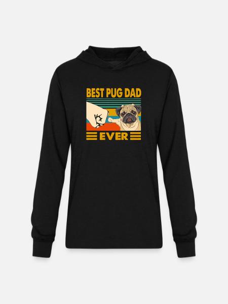 Best Pug Dad Ever - Unisex Long Sleeve Hoodie Shirt - black